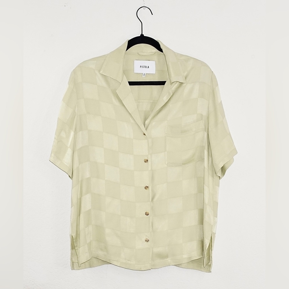 Pistola Lucy Top in Citron Grid. Relaxed Fit. Small.